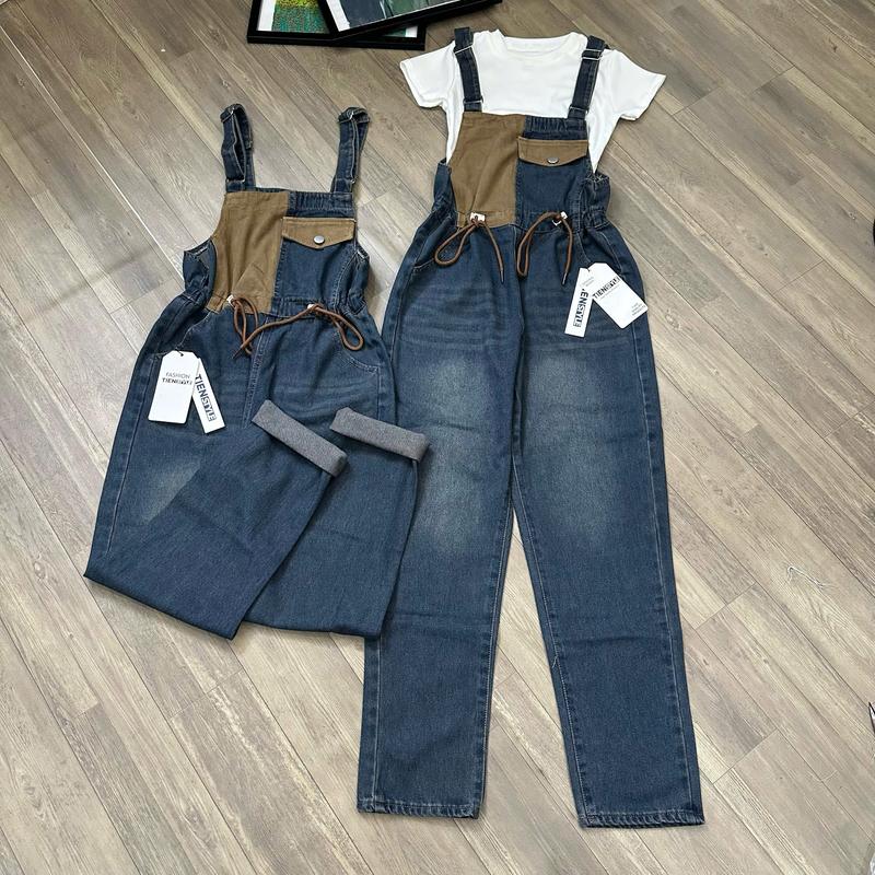 TIENSTYLE - Yếm Jean Quần Rút Eo Không giãn Quần yếm jean Bigsize Nữ Jean Cotton Đồ Noel Bigsize Nữ Quần Áo Tết Nữ