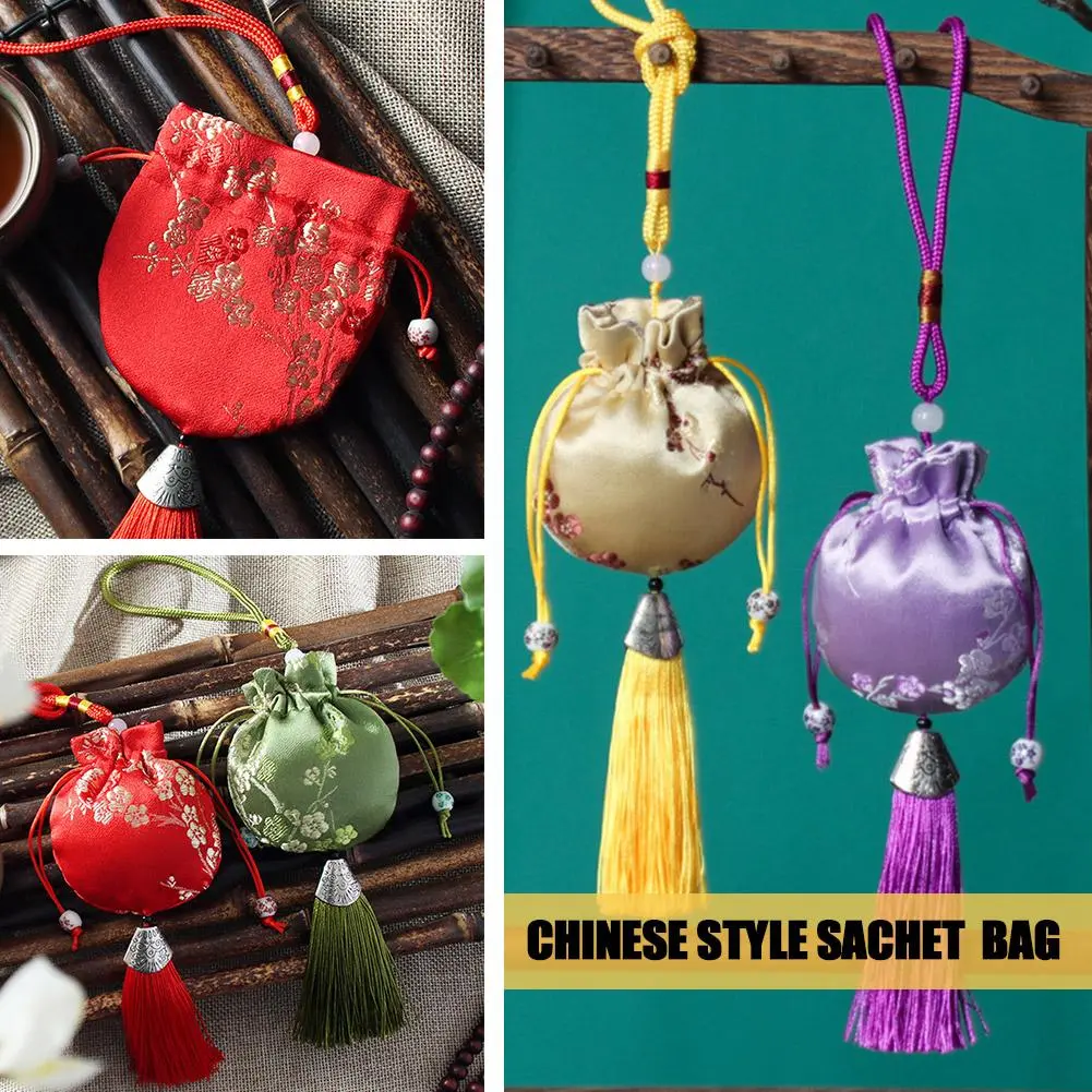 Túi Thơm, Túi Rỗng Phong Cách Cổ Xưa, Ví Thêu, Cỡ Nhỏ, Họa Tiết Mặt Dây Chuyền Rồng Mận, Túi Sachet, L5E0