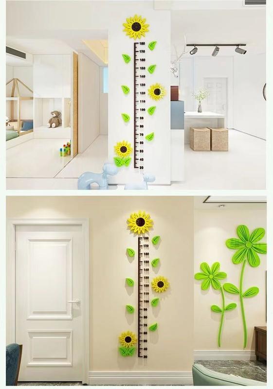 Product Introduction of Sunflower 3D Stereo Height Measurement Wall Sticker Children Height Measuring Wall Stickers Test Stature (Foot) Baby Room Sticker Decoration Removable 6