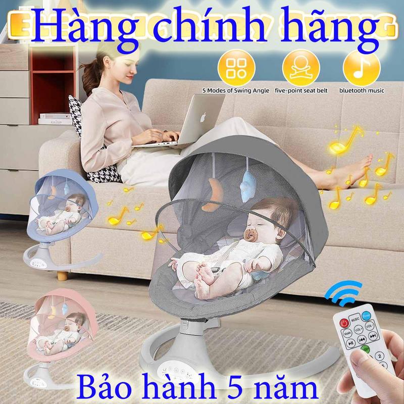 Product Introduction of Ghế bập bênh điện cho bé nôi điện cho em bé sơ sinh có nhạc - Màu Xám Voi 39