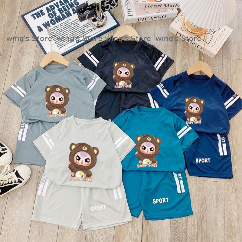 Sét bộ quần áo cộc tay cho bé trai,bé gái in hình BABY THREE 13-45kg.MẪU BABY THREE IN TRÁM.Chất thun lạnh co giãn.MH22