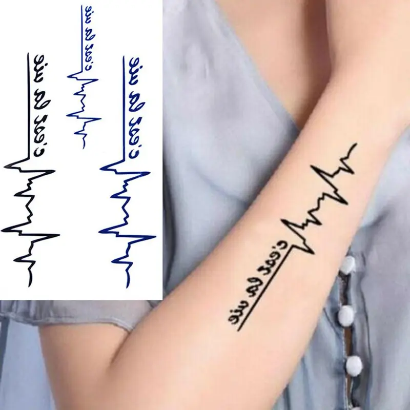 Miếng Dán Hình Xăm Hình Xăm Điện Tâm Đồ Chuyển Nước, Không Độc Hại, Không Thấm Nước, Tranh Cơ Thể, P2T9 3