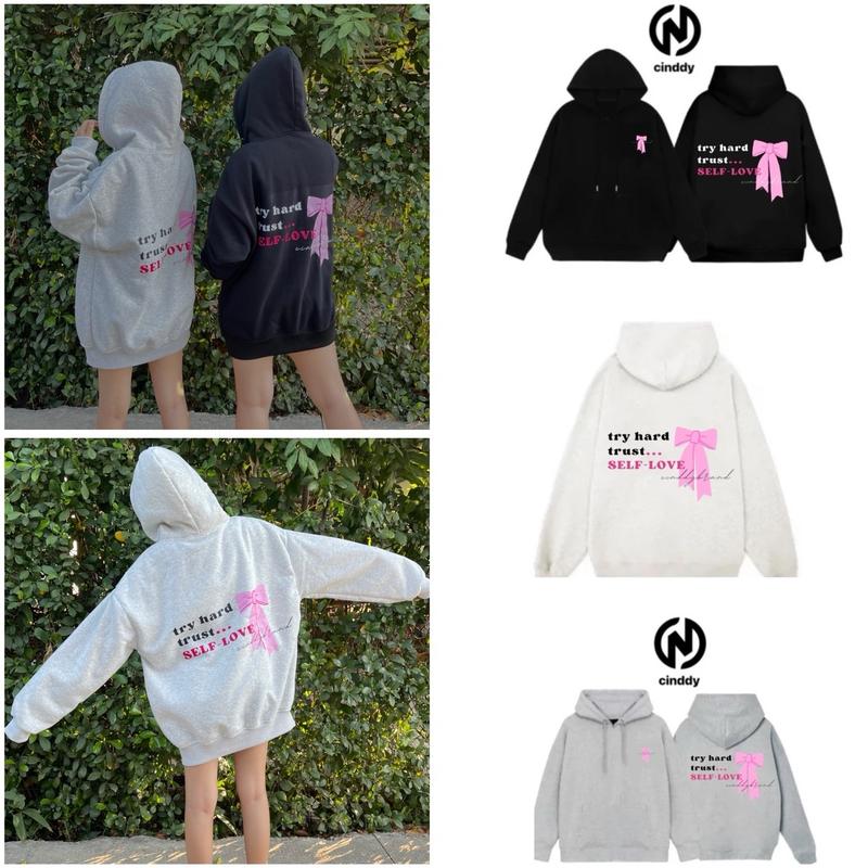 Áo Khoác Hoodie Zip Phối Nơ Hồng CINDDY BRAND Hot Trend 2024 KI021 Nữ Women Kem Top Màu Đen Nhung áo  khoác hoodie  zip áo  hoodie áo  hoodie Nho Ong áo khoác hoodie  peaceful ghost  hoodie áo  hoodie