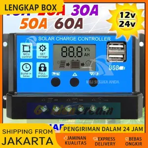Solar Charge MPPT Controller 10A 20A 30A 40A 50A 60A Cell PWM Pengisi Daya Surya 12V 24V
