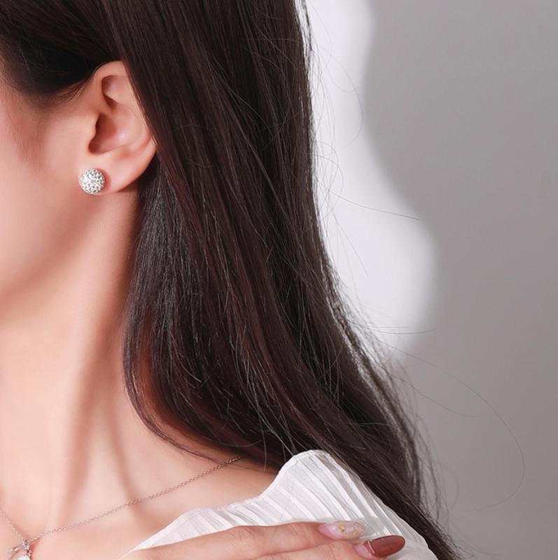 Bông tai nữ hoa tai hạt châu đôi đính đá phong cách hàn quốc cá tính 1