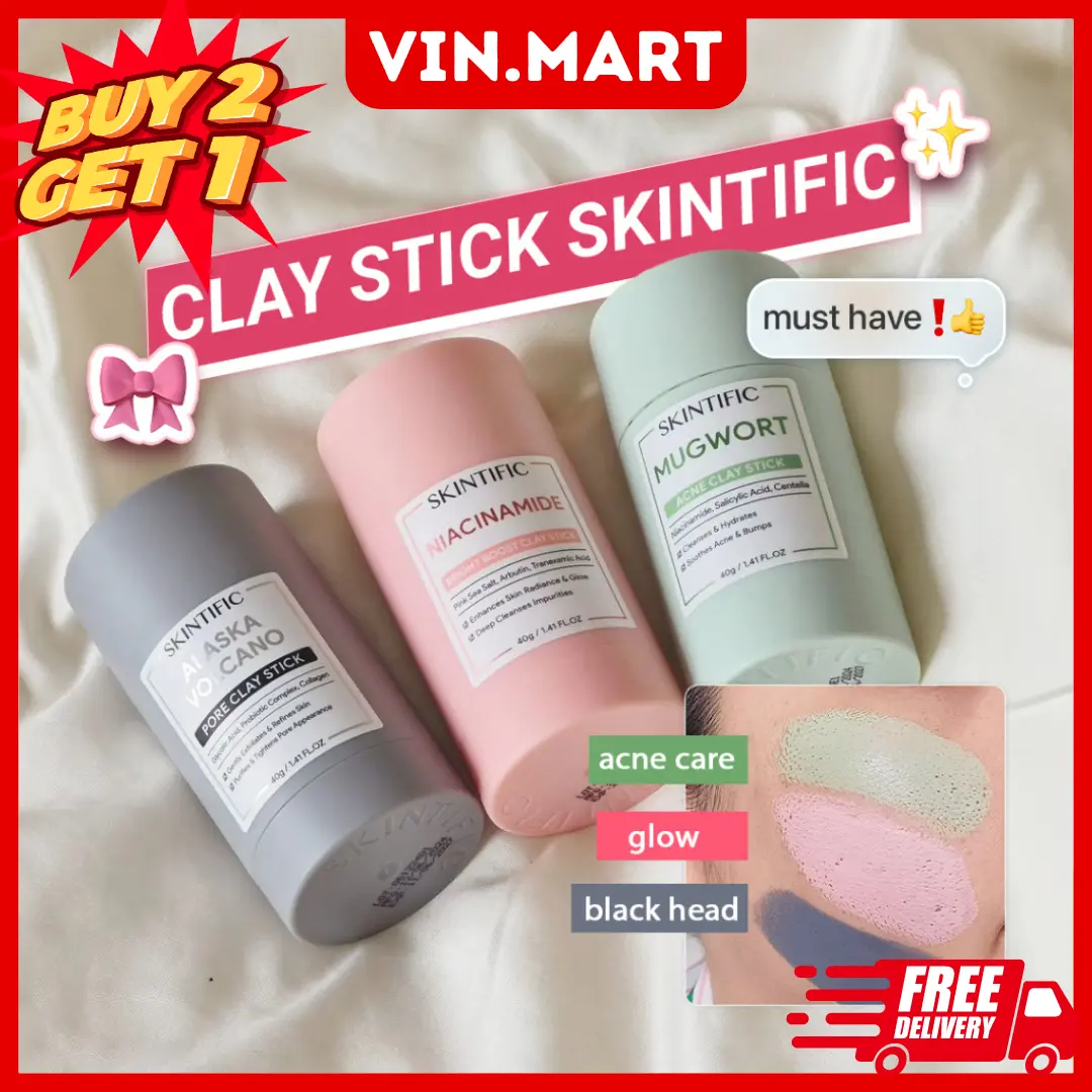 Bộ Mặt Nạ Đất Sét, Skintific, Bộ 3 Cái, Mặt Nạ Đất Sét Mugwort Và Mặt Nạ Đất Sét Núi Rửa Sâu Lỗ Chân Lông Alaska Volcano, Chống Mụn Trứng Cá, Thích Hợp Cho Da Nhạy Cảm