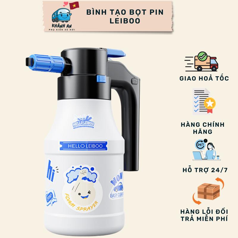 Bình tạo bọt tuyết rửa xe Pin. Dung tích 1.5 lít có kèm cáp sạc Type-C.
