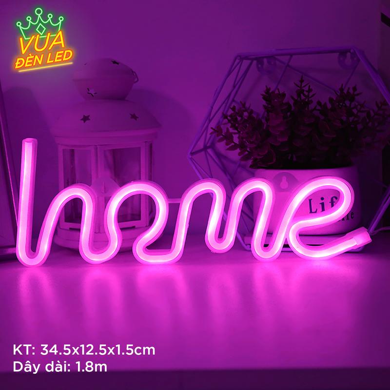 Đèn led neon hình HOME trang trí phòng ngủ, treo tường, tặng móc treo