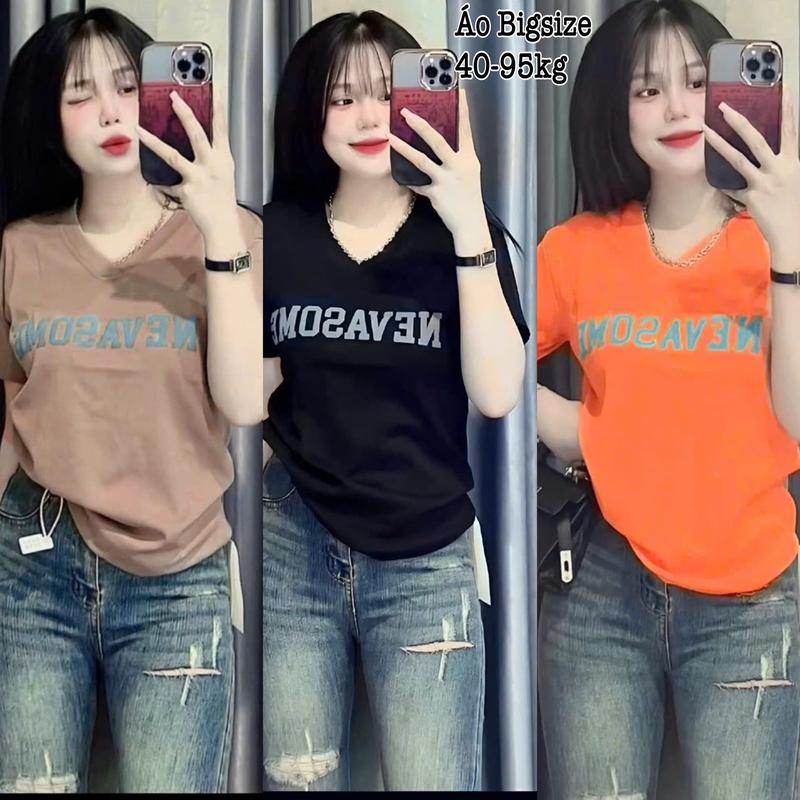 Áo Thun Nữ Bigsize Cổ Tim in Chữ Chất Gân Tăm Co Giãn Xinh Đẹp Dễ Thương  Tôn Dáng Giá Rẻ Freesize 50-95kg Top Nữ Màu Xám Màu Đen Áo Croptop Áo Polo Áo Suit Áo Phông Nữ Women Màu Đỏ - 2402