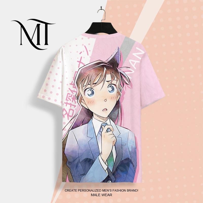Bộ Anime Conan Thám Tử Nổi Tiếng MT, Áo Thun Nam Nữ, ngắn Tay, Conan Morley 3D, Năm 2024 Menswear Kem 6