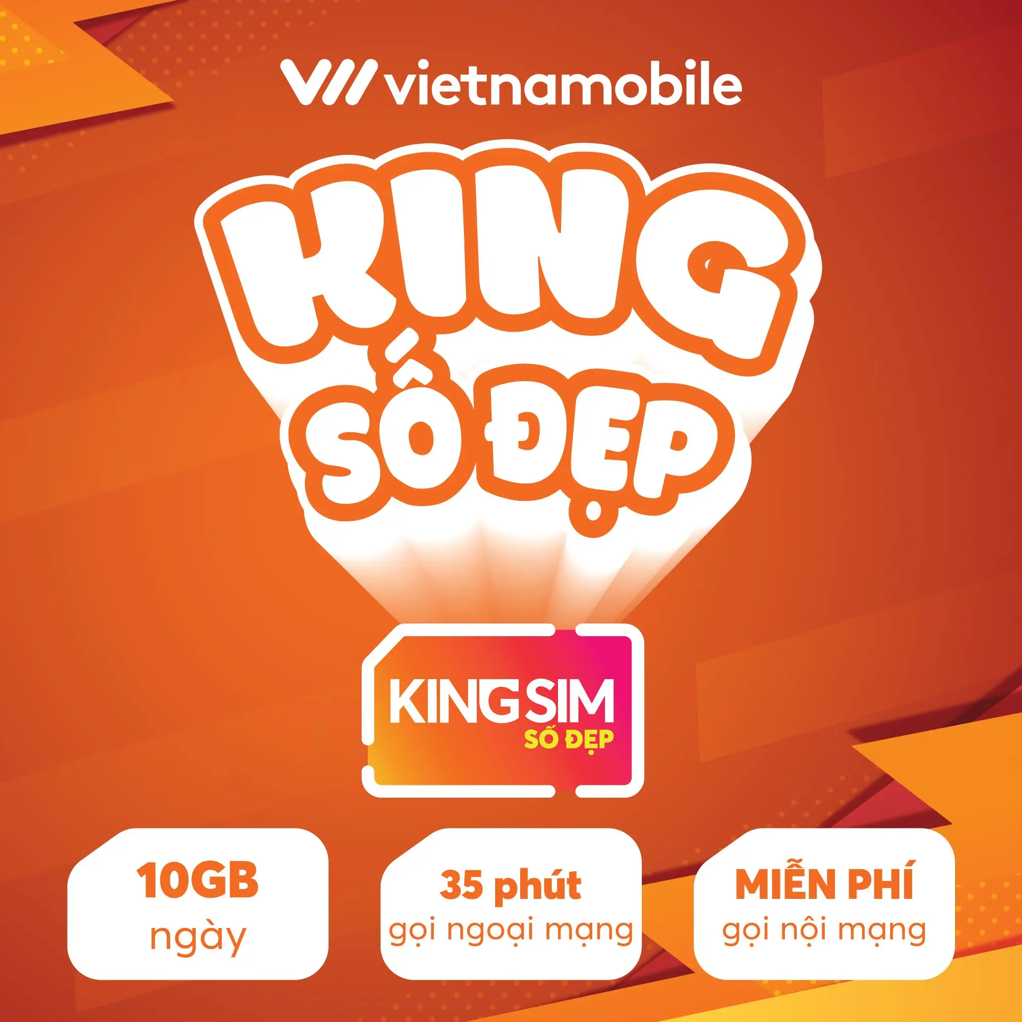 Sim Số Đẹp Vietnamobile 10GB/ngày ~ 300GB/tháng, thoải mái lướt web, chơi game, làm việc; dành cho học sinh, sinh viên, người đi làm; loại 4G Nano