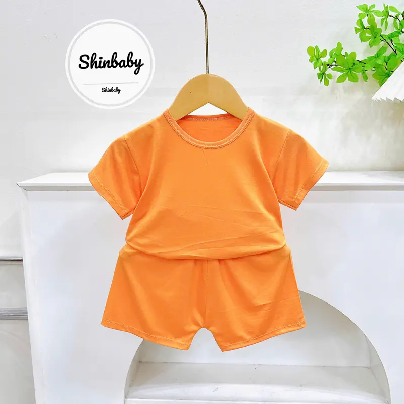 Set 5 Bộ Quần Áo Cộc Tay Thun Lạnh Mềm Mát Kiểu Trơn Đơn Giản Cho Bé Mặc Nhà, Mặc Đi Học, Đi Chơi bộ  thun  dothun  lanh 4
