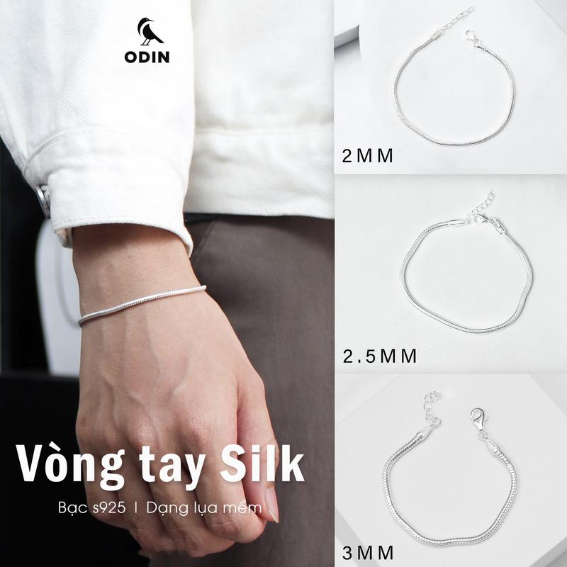 Vòng tay ODIN Silver Silk dạng lụa mềm (Tổng hợp) Bạc s925 - Bảo hành 12 tháng - Tặng kèm dung dịch làm sáng & Khăn lau