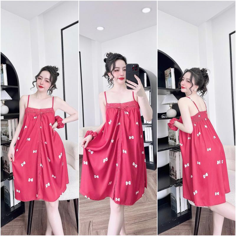 Product Introduction of Đầm ngủ 2dây bigsize phối ren in hình dễ thương chất liệu lụa latin cao cấp thoáng mát. 11