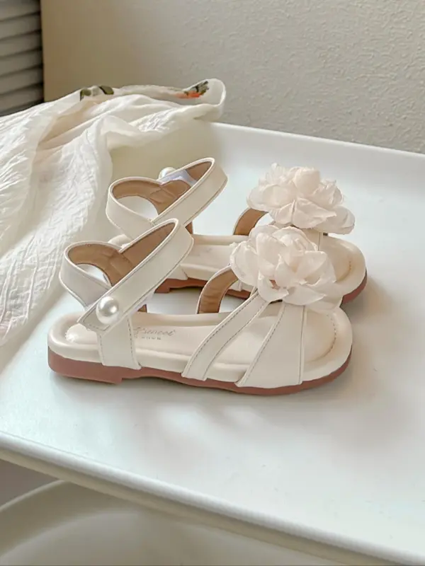 Flower Decorated Sandals, Soft Lightweight Comfortable Sandals for Girls, Elegant Sandals for Wedding Party, Kids Shoes for Summer 2