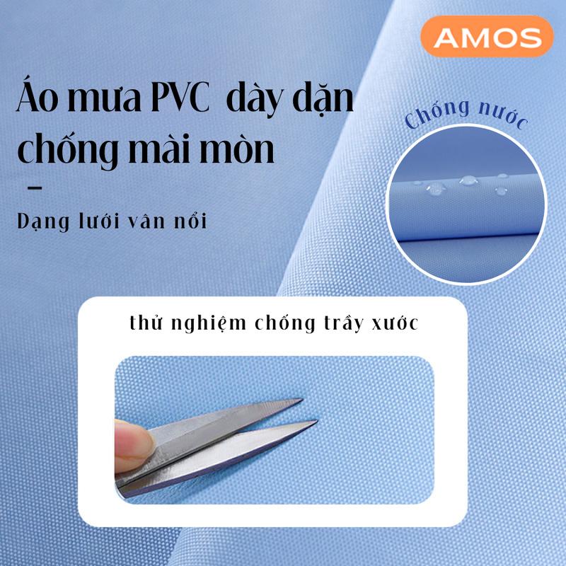 Áo mưa nửa trước trong suốt  AMOS tà rộng cho 2 người lớn, Áo mưa cánh rơi che phủ toàn thân siêu dai, kèm kính chắn mưa 8
