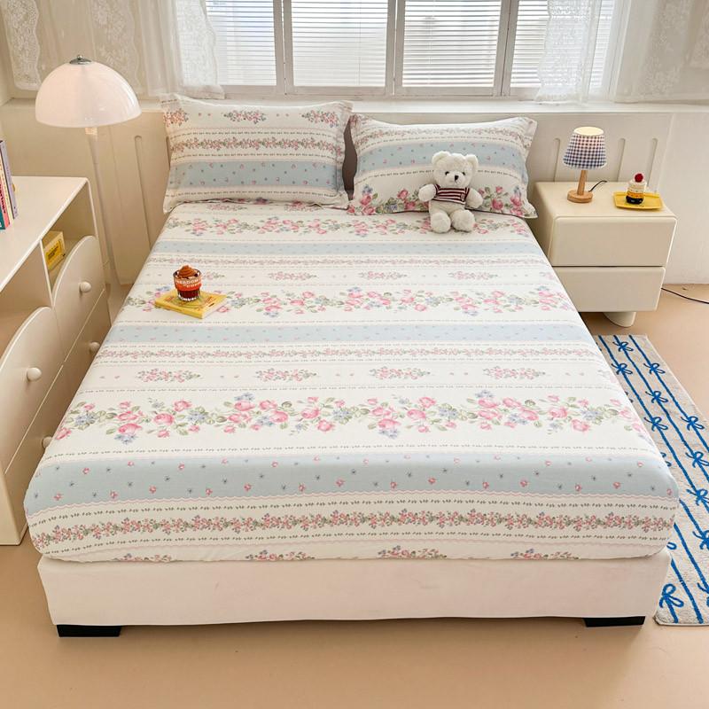 100% Cotton Fittedsheet Single Queen King bedsheet 3feet 3.5feet 5feet 6feet 8