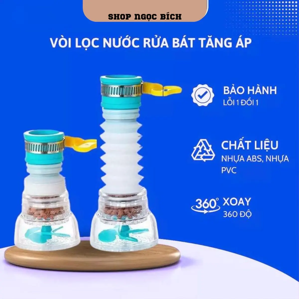 Vòi lọc nước rửa bát tăng áp xoay 360 có thể kéo dài chống bắn nước tiện lợi dễ sử dụng