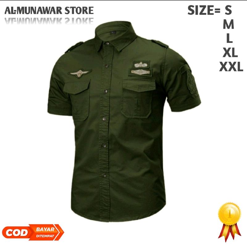 KEMEJA TACTICAL PRIA - KEMEJA PDH - SERAGAM PDH LENGAN PENDEK MODEL SLIMFIT Tebal 2