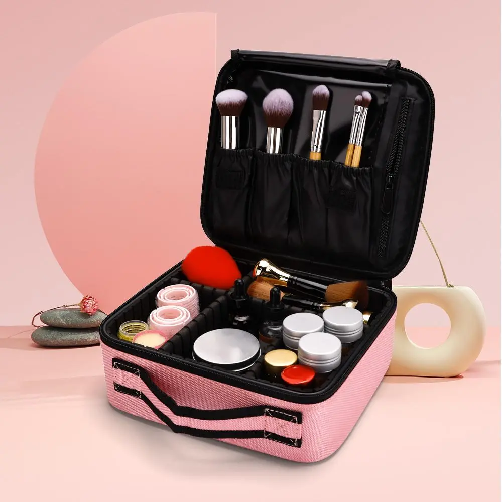 Summer Large Capacity Makeup Storage Bag with Zipper, Versatile Makeup Organizer with Handle & Compartments, Portable Cosmetics Bag, Summer Makeup, Travel Essentials, Compact
