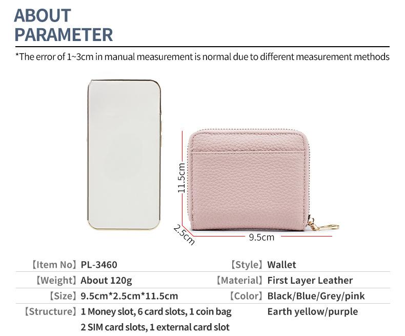 Product Introduction of New Genuine Leather Multi-Functional Short Wallet Women's Niche Coin Pocket Card Holder 7