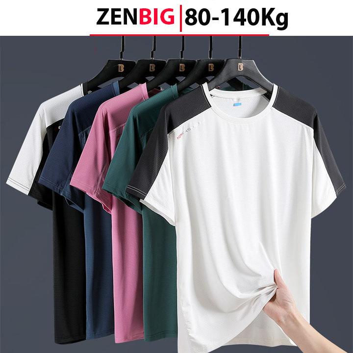 Áo phông thể thao nam cổ tròn big size ZENBIG dành cho người mập người béo từ 80-130kg, áo bigsize ngoại cỡ Cotton Menswear Đen