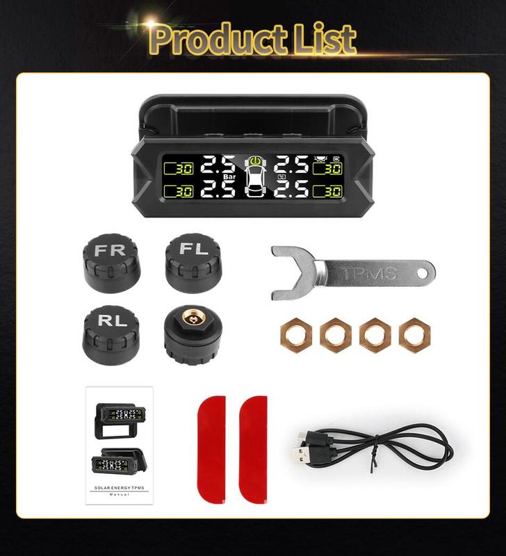 Product Introduction of 【SKIT】Car TPMS Tire Pressure Monitoring System And Time Display w/ Mounting Bracket, TPMS External Sensor, TPMS Internal Sensor, English Voice/Beep Alert,  TPMS Tyre Pressure Monitoring System, TPMS For Car Solar, Tire Pressure Gauge, Tire Pressure Sensor 13