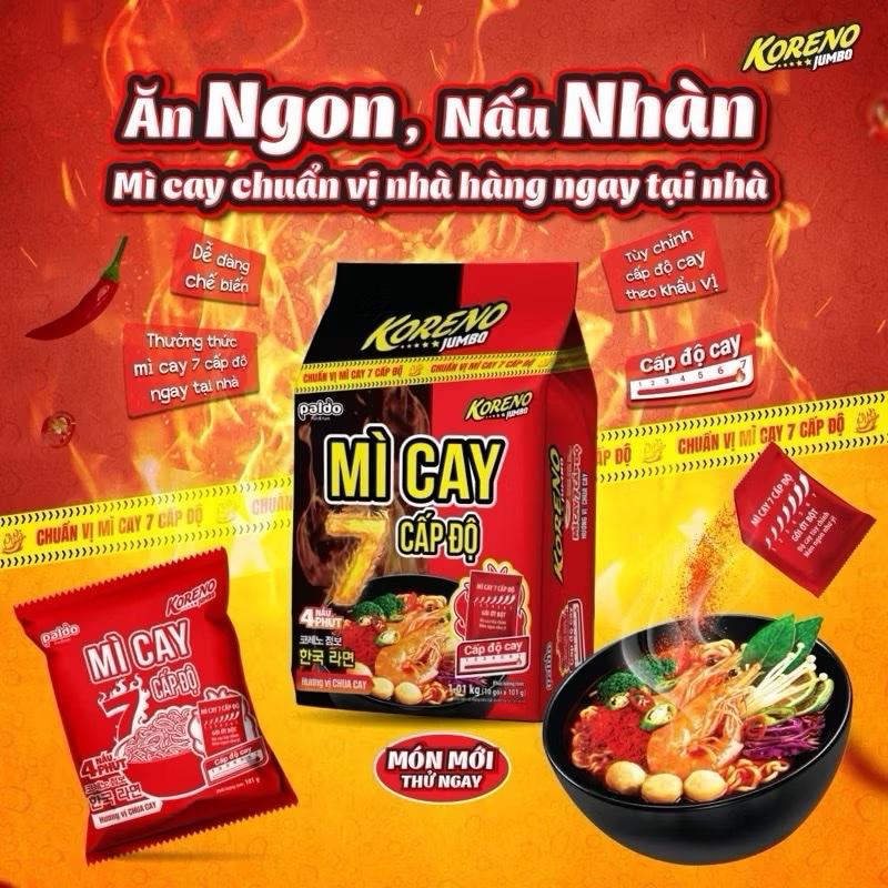 Combo 5-10 Gói Mì Koreno Jumbo Mì Cay 7 Cấp Độ – Thách Thức Vị Giác, Kích Thích Đam Mê 101G