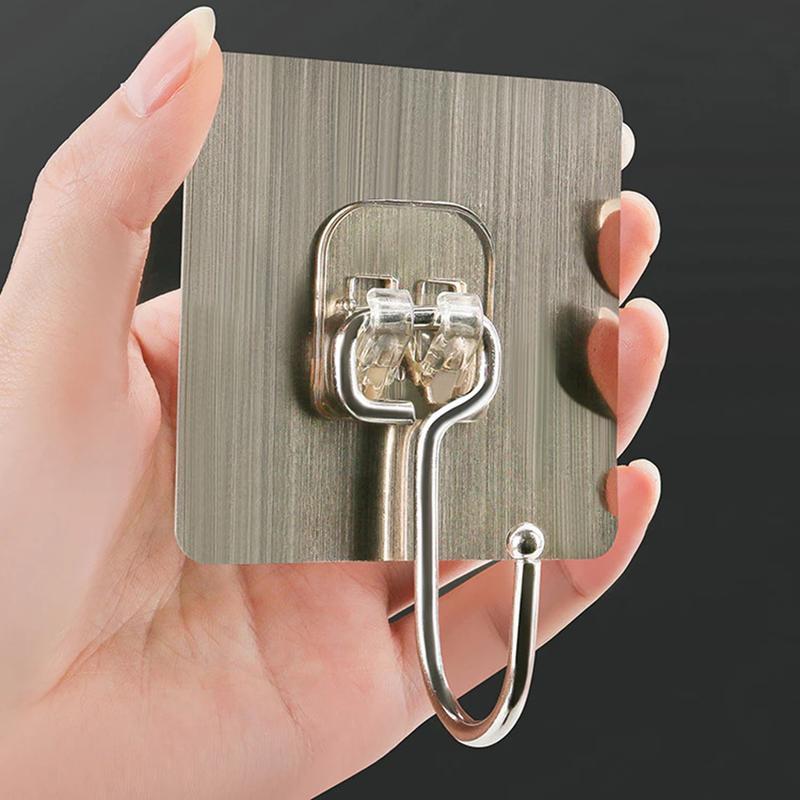 Set 50 Móc Dán Tường Inox Mẫu Mới Dính Siêu Chắc Chịu Lực Tốt, Móc Treo Vật Dụng Trong Nhà