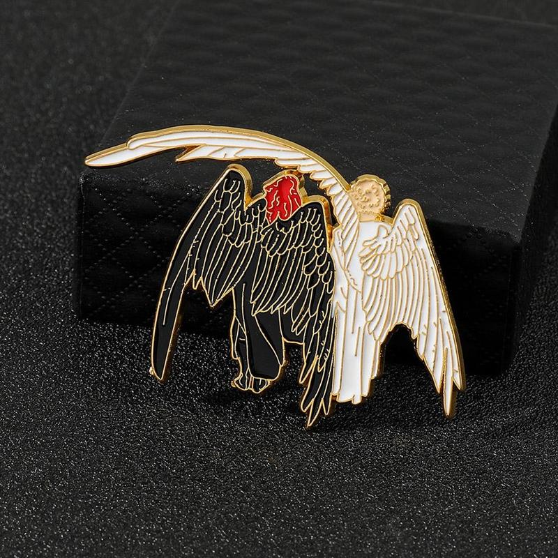 Product Introduction of Hard Metal Pin Black And White Angel Series Cartoon Couple Brooch Angel & Demon Angel Demon Badge Accessories 27