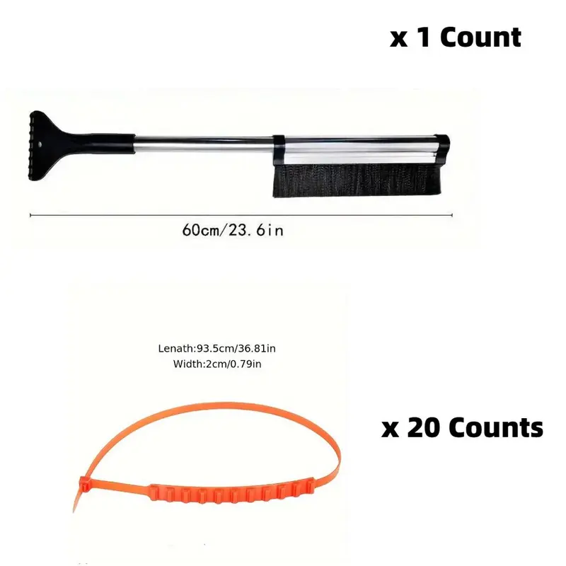 Universal Off-road Car Snow Tire Anti-skid Chain & Retractable Snow Shovel Set, Durable Rolled Belt & Car Windshields Snow Brush Set for Winter 5