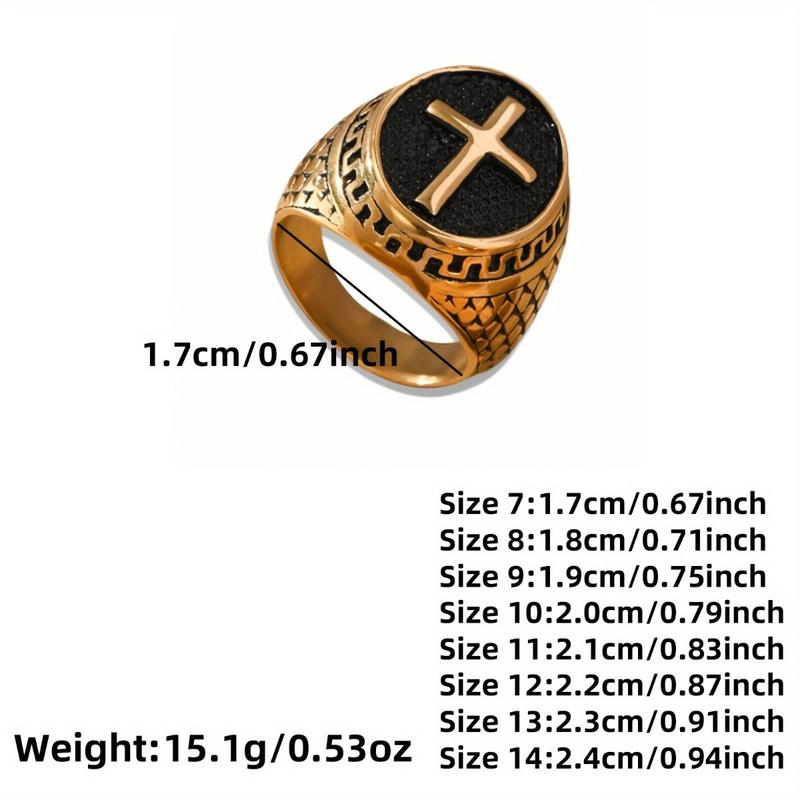 1 piece Majestic Retro Cross Ring - Luxurious 304 Stainless Steel, Gold and Black Options, Suitable for Couples' Love and Daily Wear, Perfect Gift for Friends and Boyfriends 1