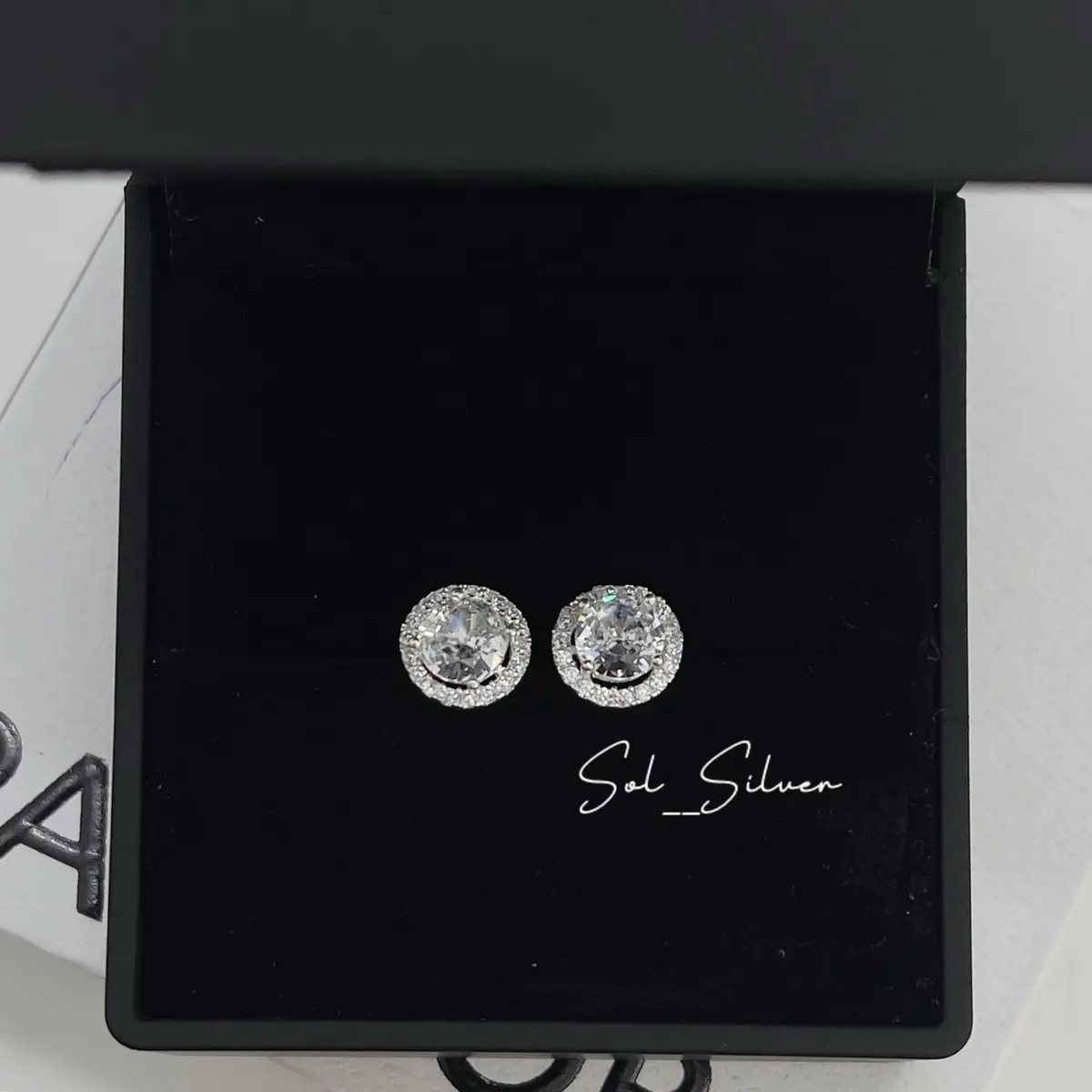 [026] Bông tai đá tròn (9mm-7mm-5mm) nam nữ bạc ta SolSilver