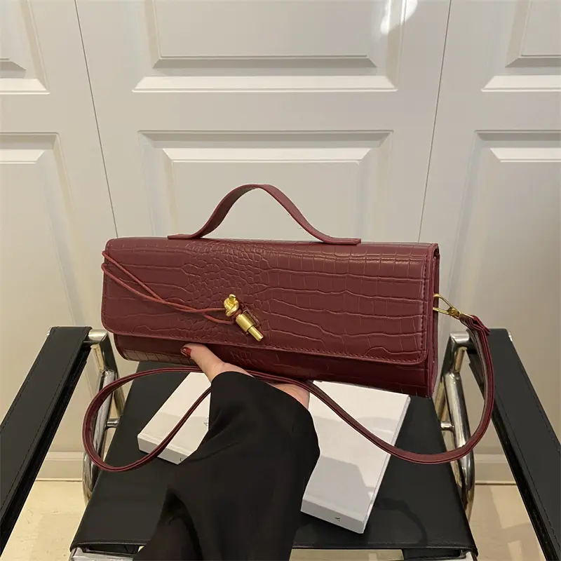 Designer Handbag Diagonal Pattern Crocodile Pattern Handbag 2026 Baguette Bag, Crossbody Bag with ...
