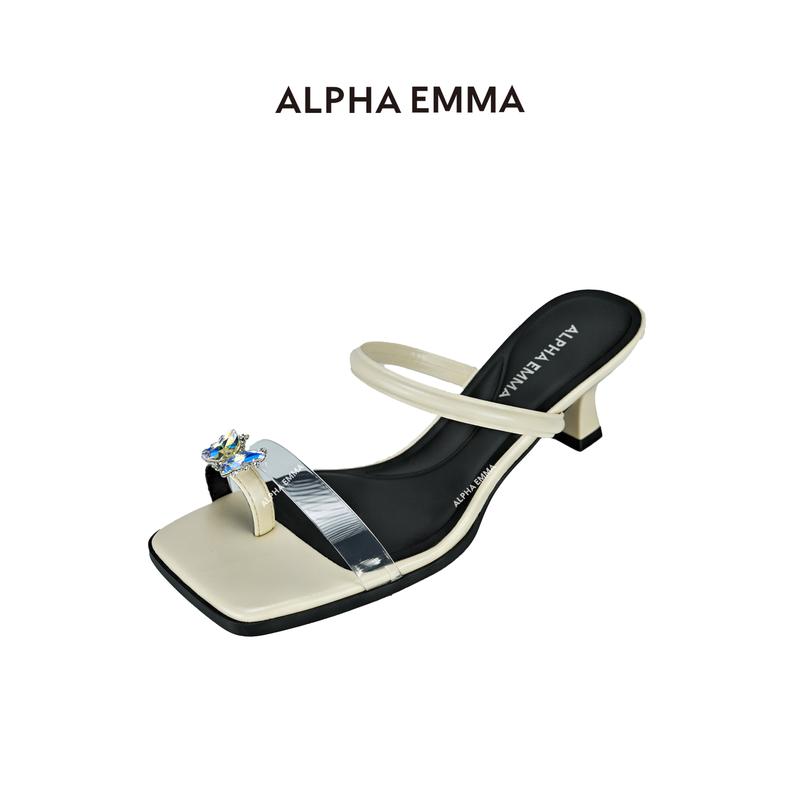 AE Thảo Dép cao gót tiểu thư xỏ ngón đính đá bươm bướm sang trọng G12   DéP Nữ