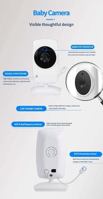 Product Introduction of Baby Monitor Video With Camera SM32 3.2 Inch TFT LCD Portable Monitor IR Night Vision Two Way Talk Temperature Sensor Lullabies 94