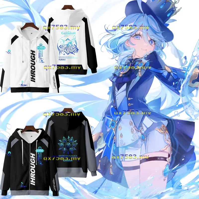 Áo Hoodie Có Khóa Kéo Genshin Impact Furina Anime Mới Áo Len In 3D Dáng Rộng Thời Trang Nam Nữ Nhật Bản Áo Khoác Có Mũ Dài Tay Thường Ngày Phi Giới Tính Áo Hóa Trang Menswear Cotton Shirt Nhung