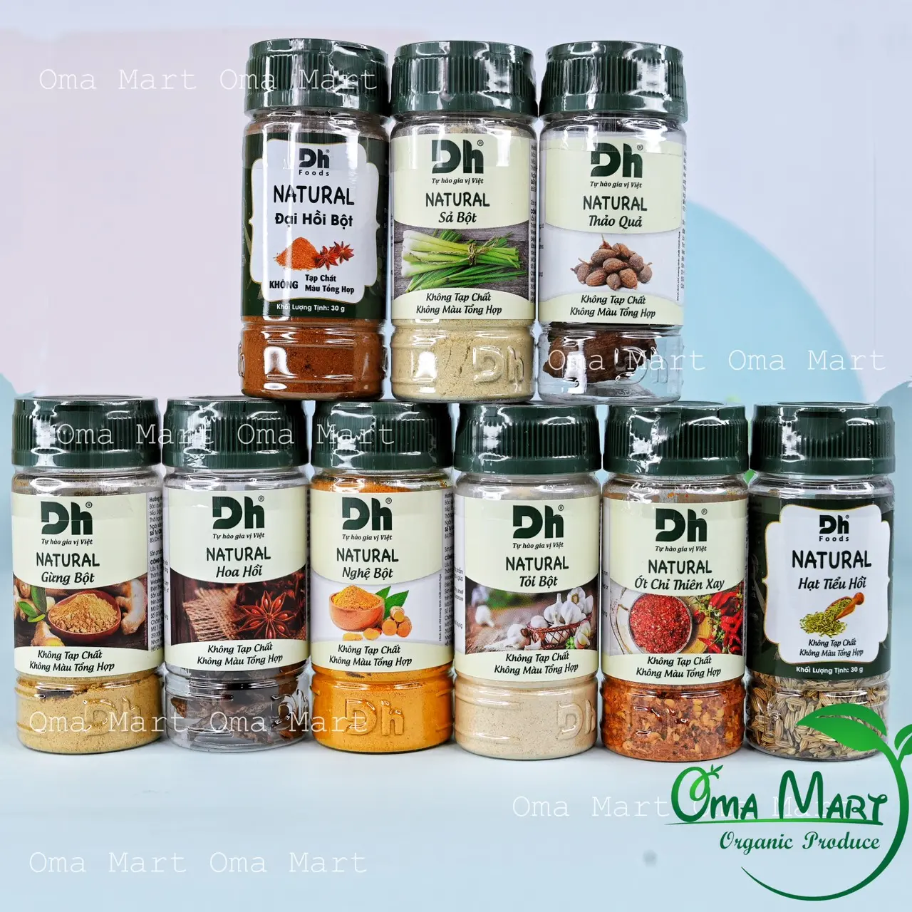 Gia vị nguyên chất DH Foods (tỏi, hành, sả, gừng, nghệ, ớt...) Cay Sen
