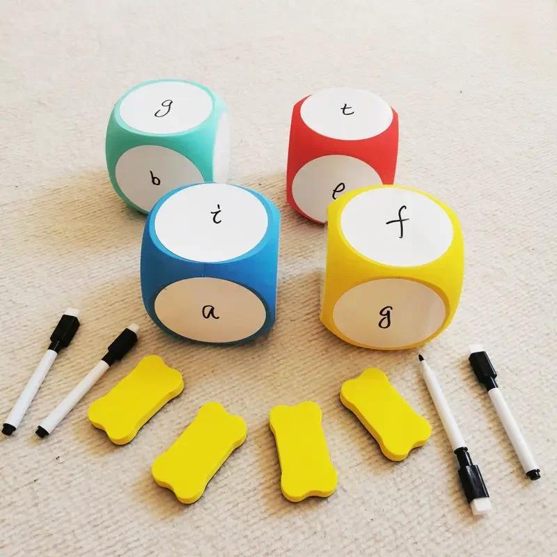 Product Introduction of EVA Blank Foam Puzzle Dice Draw Freely White Board Dices Erasable Creative DIY Cubes Educational Toy for Family Party Games Tool 7