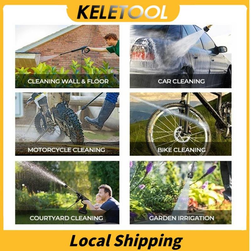 LOCAL SHIPPING SG SELLER LOCAL STOCK  Water Spray Gun Water Jet High Pressure Powerful Sprayer Car Wash Washer Cordless Portable 8