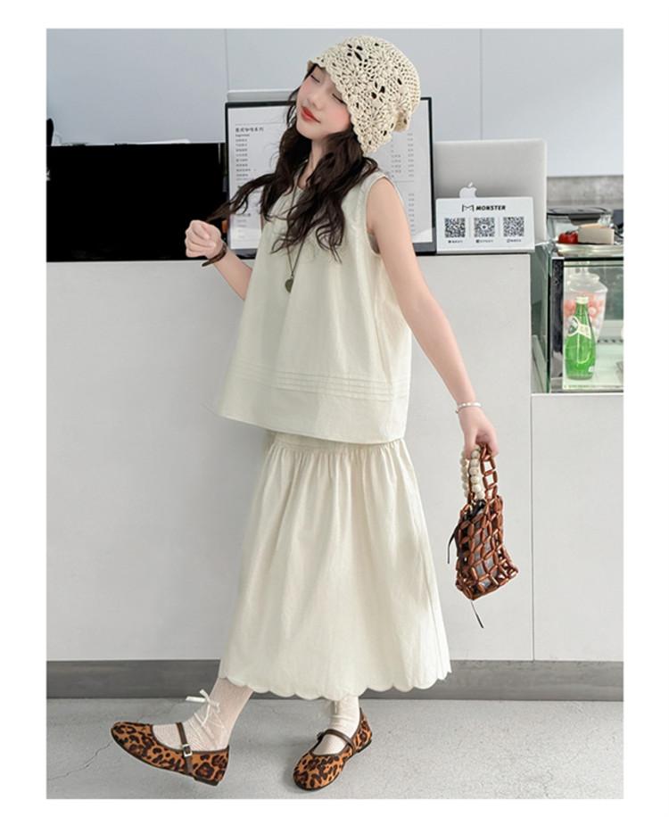 Product Introduction of Bộ Đồ Bé Gái, Thiết Kế Hai Mảnh, Thời Trang Hàn Quốc, Thích Hợp Mặc Hàng Ngày Hoặc Đi Học, Phong Cách Vải Lanh Bông Không Tay Trơn Có Sẵn Trong Cỡ 18-50kg 2