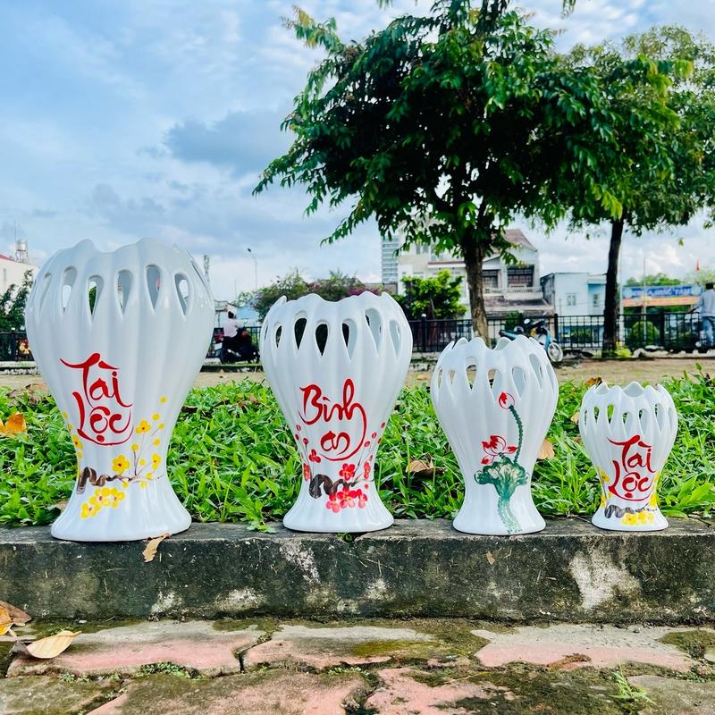 1 Chiếc Lọ hoa bàn tay phật vẽ thủ công gốm sứ Bát Tràng Decor Decor Phòng