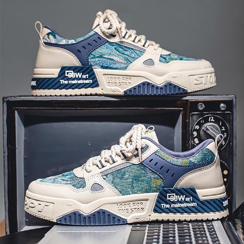 Giày nam - Giày sneaker nam da phối vải dệt họa tiết trẻ trung, cá tính W42 Shoes