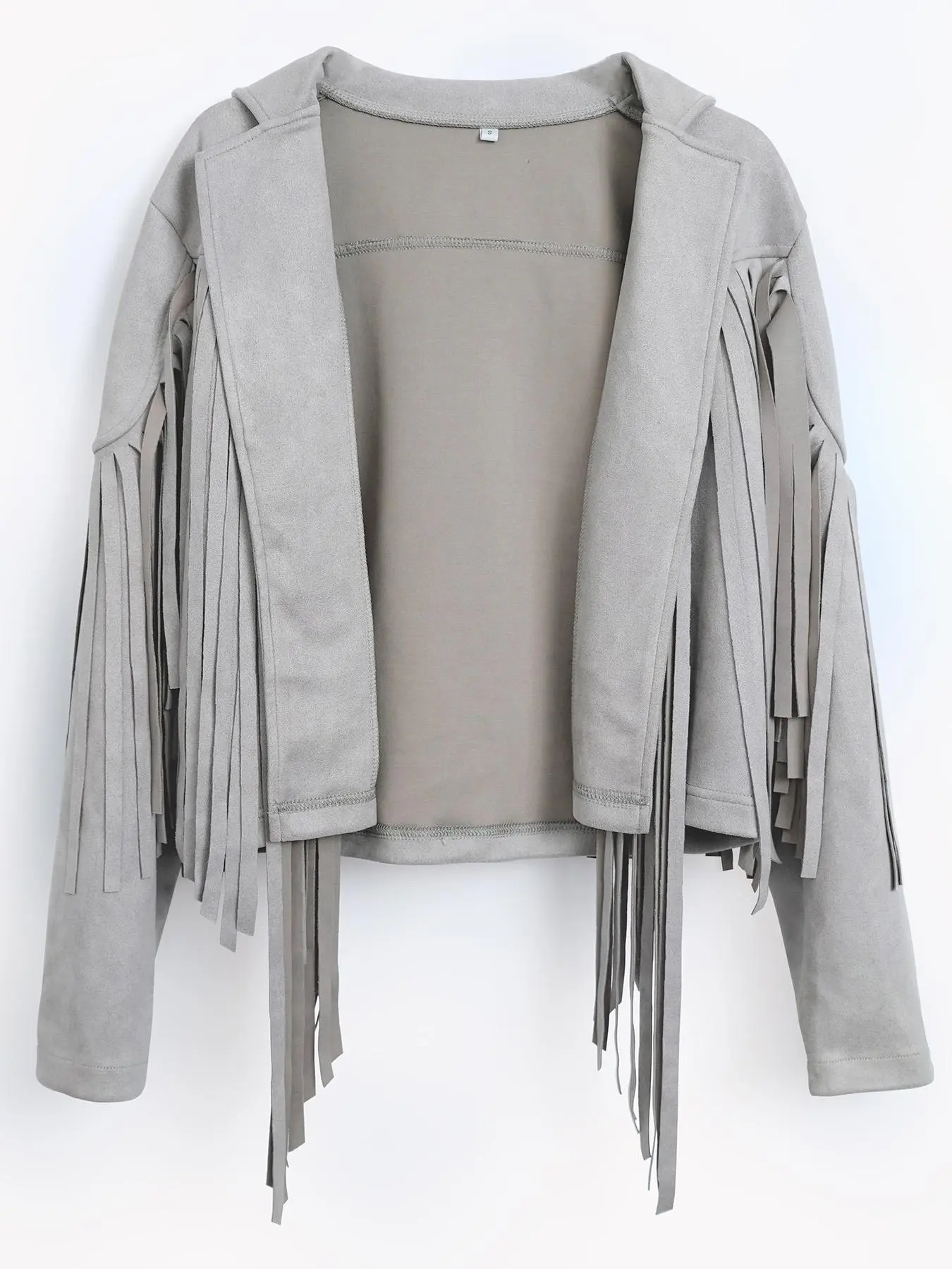 Women's Long Sleeves Jacket Coat, Comfort Basic Womenswear, Minimalist Baggy Loose Oversized Casual Solid 2024 Fringe Trim Lapel Outerwear For Spring & Fall