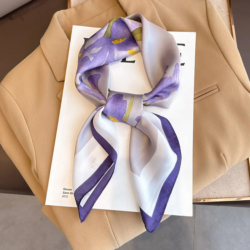 Khăn Quàng Cổ Vuông Cổ Áo Tóc In Hình, Hàng Mới Về, 70CM (27,55inch), Làm Bằng Lụa, Khăn Quàng Cổ Vuông Nhỏ Mô Phỏng Lụa, Thích Hợp Cho Nữ Công Sở, Khăn Choàng Nữ, WJ70FZS-53 0
