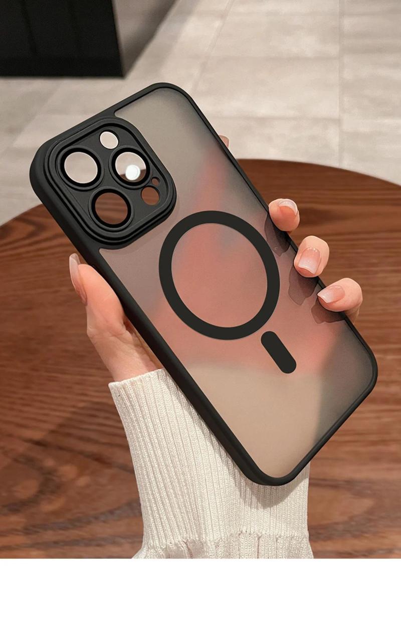 Product Introduction of Magnetic Luxury Matte Translucent Armor Shockproof Case For iPhone 15 14 13 12 11 16 Pro Max Plus Magsafe Wireless Charge Cover 19