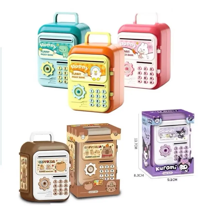 Két sắt mini hoạ tiết Kuromi Labubu màu tím xinh yêu cho bé đựng tiền tiết kiệm - Ống Heo 2