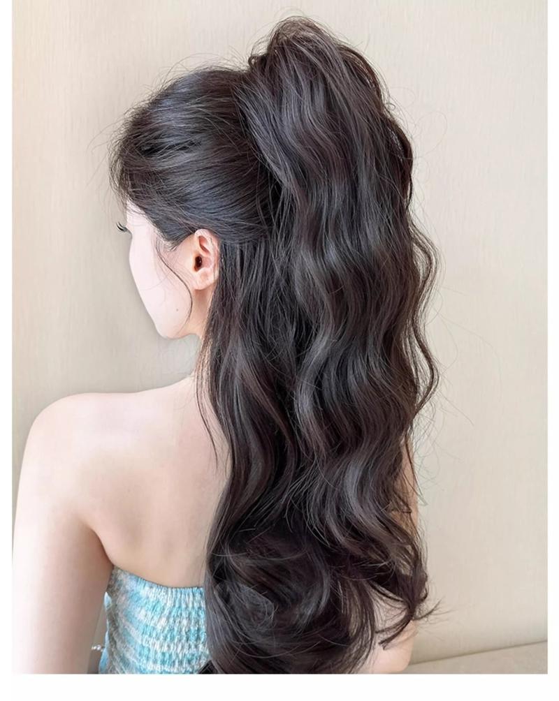 Product Introduction of Waterfall Half Tie Grip High Ponytail Wig Female Online Influencer Fluffy High Skull Top Y2g Curly Hair Fountain Long Hair Horse Tail 18