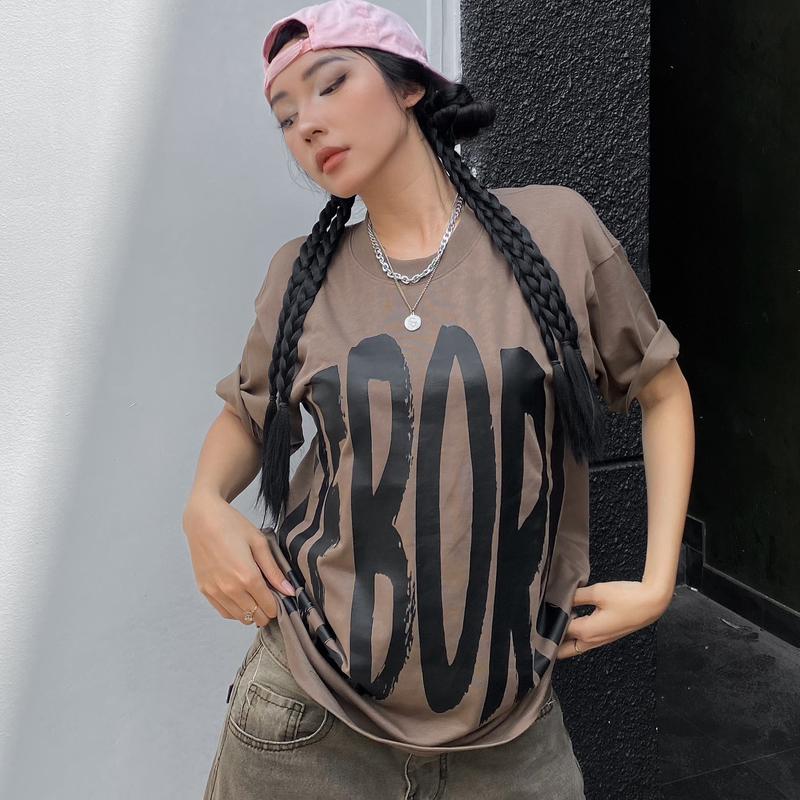 ÁO THUN IN CHỮ “REBORN” COTTON Cổ tròn Top Đen reborn  áo aothun 8
