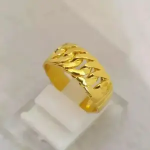 Cincin wanita titanium motif rante Gold anti luntur anti karat elegan
